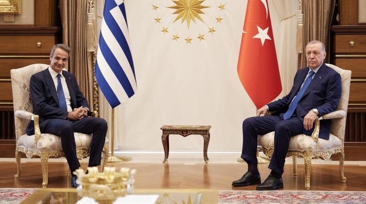 Ο πρωθυπουργός Κυριάκος Μητσοτάκης με τον Ρετζέπ Ταγίπ Ερντογάν στην Άγκυρα