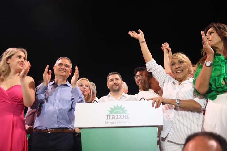 Ο πρόεδρος του ΠΑΣΟΚ Νίκος Ανδρουλάκης στην ομιλία του από τη Θεσσαλονίκη