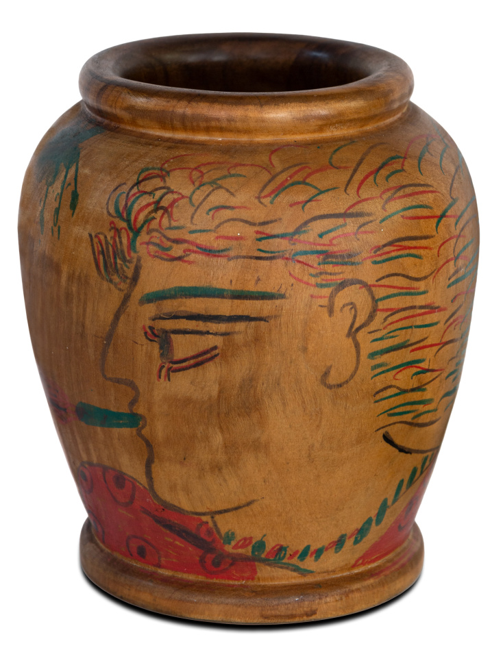 Αλέκος Φασιανός, Μολυβοθήκη, ζωγραφισμένο σε ξύλο, 14cm, Εκτίμηση €1.000-1.500