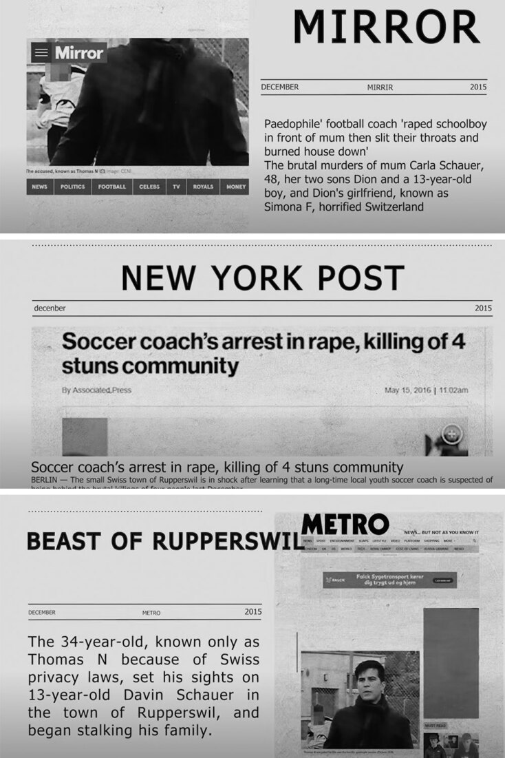Πολλές ειδησεογραφικές εφημερίδες κάλυψαν την υπόθεση της τετραπλής δολοφονίας στην Ελβετία