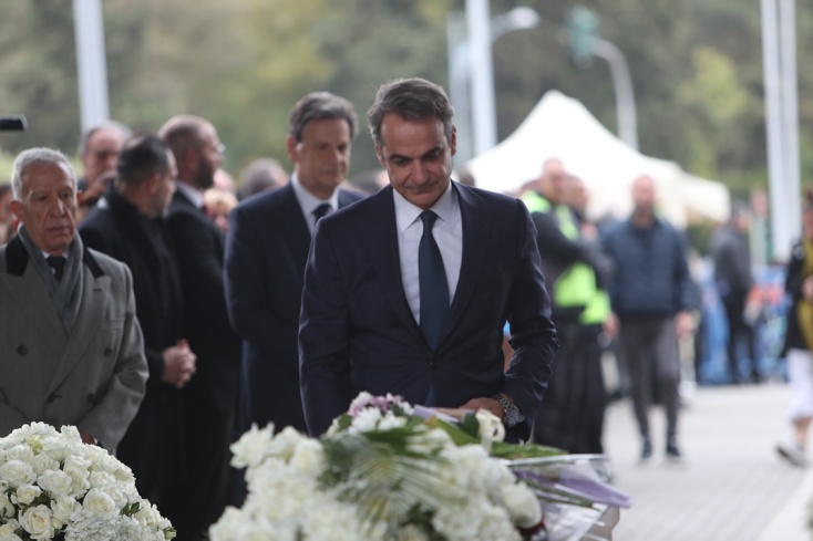 Ο Κυριάκος Μητσοτάκης στην πολιτική κηδεία του Γιάννη Μπουτάρη