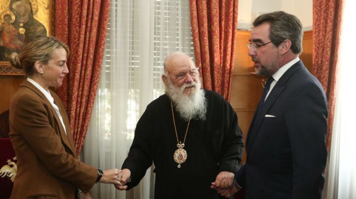 Νικόλαος Ντε Γκρες και Χρυσή Βαρδινογιάννη ζήτησαν την ευλογία του Ιερώνυμου