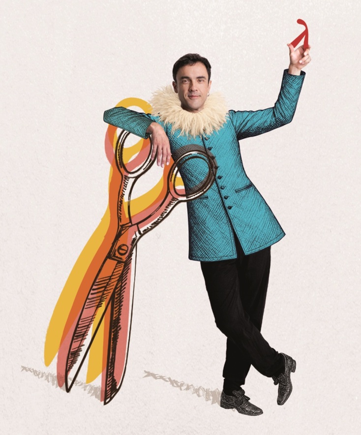 Ο Δημήτρης Κουρούμπαλης στον ρόλο του Φίγκαρο στον Κουρέα της Σεβίλλης