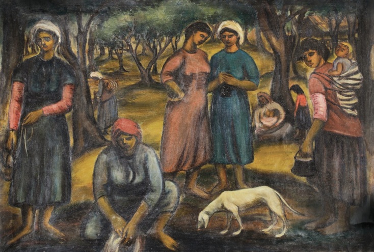 Βάσω Κατράκη, Γυναίκες στον ελαιώνα, περ. 1941-1942, Συλλογή οικογένειας Μαριάννας Κατράκη Δεσποτίδη 