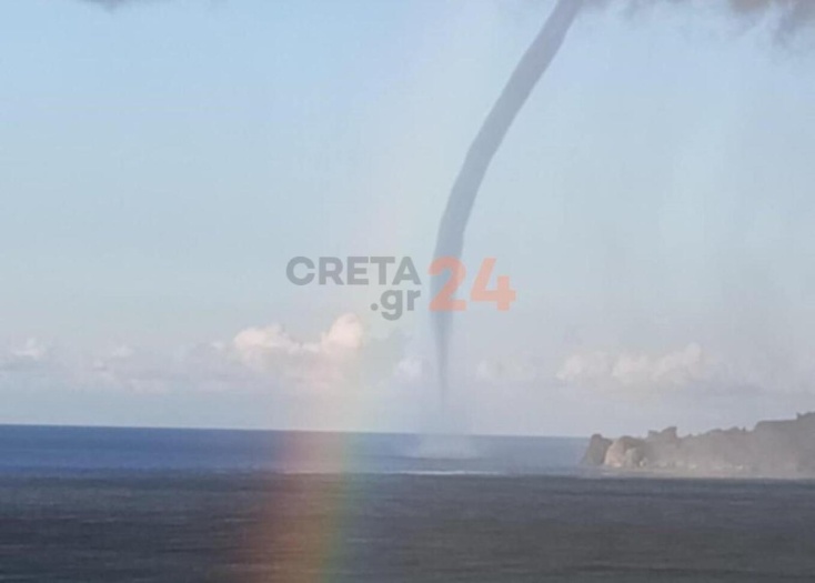 Υδροστρόβιλος και ουράνιο τόξο σε μία πανέμορφη συνάντηση στο Ρέθυμνο της Κρήτης