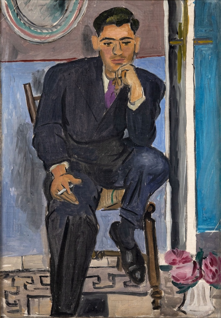 Γιάννης Τσαρούχης, Νέος σκεπτόμενος, λάδι σε πανί, 61 x 42 cm