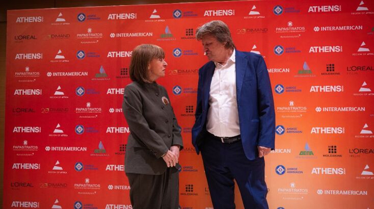 Ο Φώτης Γεωργελές με την Κατερίνα Σακελλαροπούλου