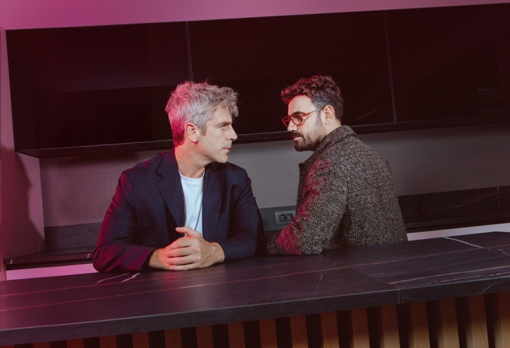 Ο Νίκος Πολυδερόπουλος με τον Χάρη Τζωρτζάκη στο «Τεστ»