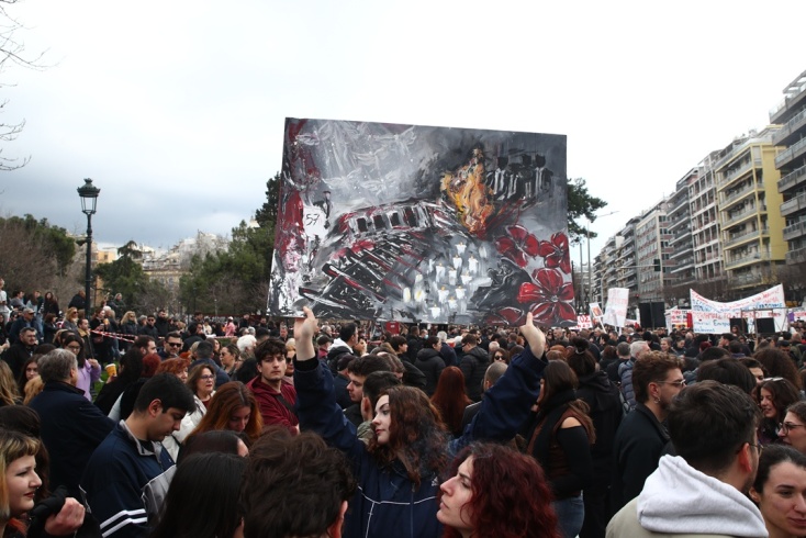 Εικόνες από τη συγκέντρωση στη Θεσσαλονίκη για τα τρία χρόνια από την τραγωδία στα Τέμπη © EUROKINISSI / MOTION TEAM