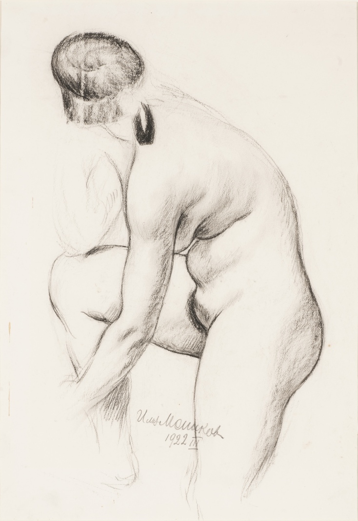 Ilya Mashkov Γυναικείο γυμνό, 1922 Κάρβουνο σε χαρτί Συλλογή Yakov Rubinstein