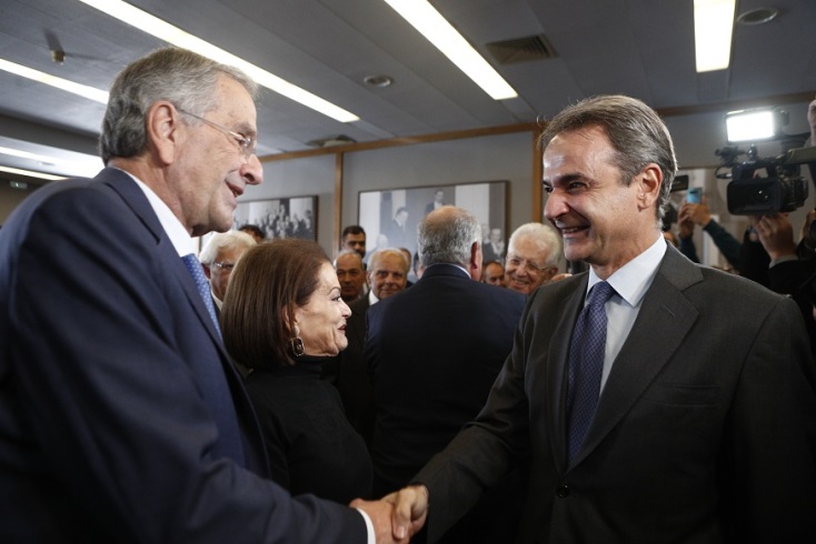 Συνάντηση Μητσοτάκη, Καραμανλή, Σαμαρά στο Ίδρυμα Κωνσταντίνος Καραμανλής