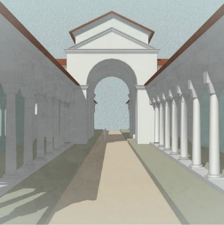 Γραφική αναπαράσταση του decumanus maximus και του τετραπύλου