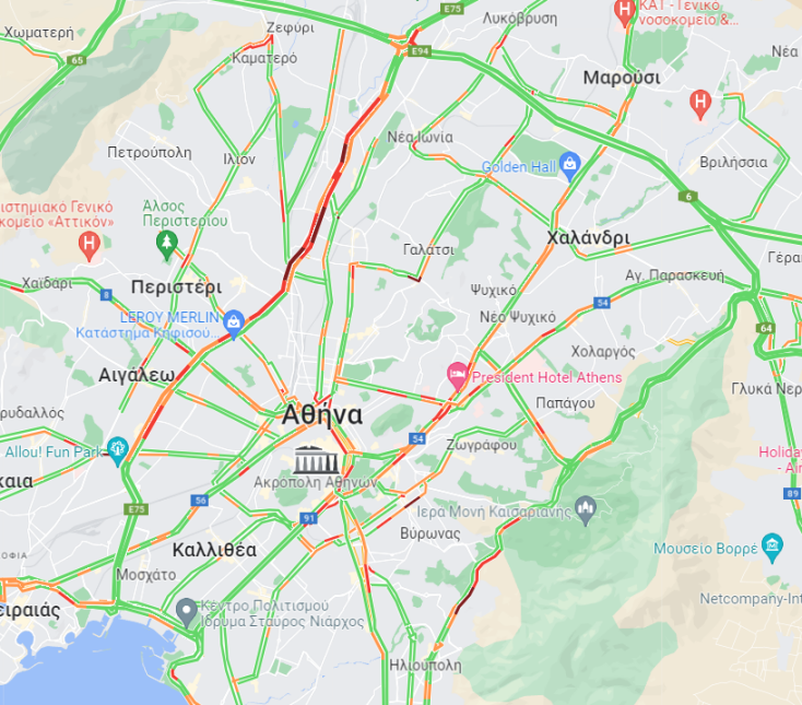 Κίνηση στους δρόμους της Αθήνας στις 22/5/2023