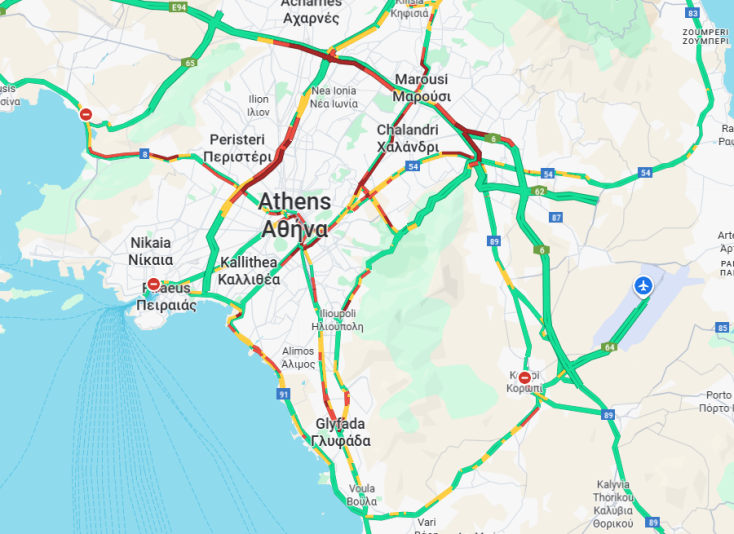 Κίνηση τώρα στην Αττική