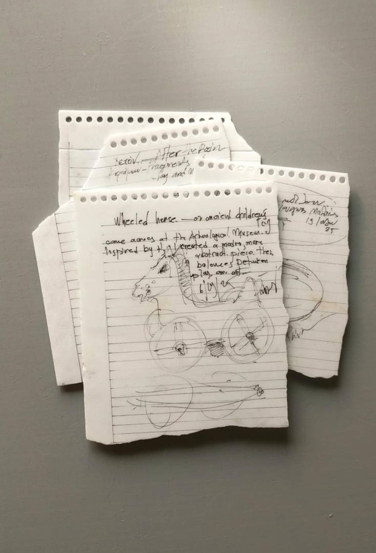 Βαγγέλης Ρήνας, Σχέδια για την έκθεση «Θραύσματα»