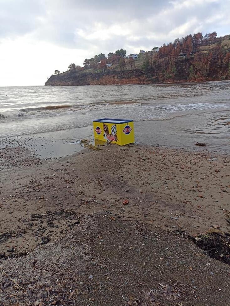 Πλημμύρες στη Βόρεια Εύβοια - Το ψυγείο με τα παγωτά έφθασε στη θάλασσα