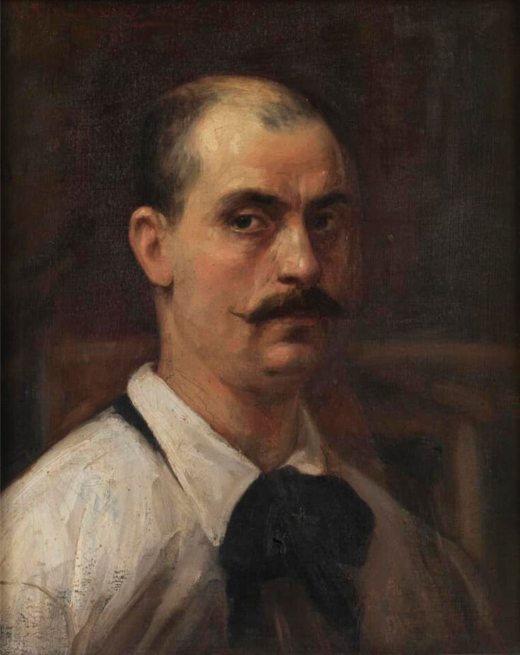 Αυτοπροσωπογραφία του Ιωάννη Οικονόμου(1904). Δωρεά του εγγονού του, Γιάννη Οικονόμου, στο Αρχείο Νεοελληνικής Τέχνης.