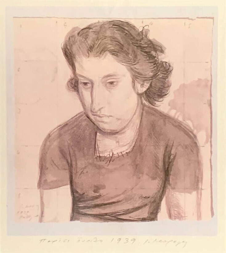 Γιάννης Μόραλης, Πορτρέτο Έλλης Μουρέλου-Ορφανού ( Παρίσι 1939) Δωρεά του Μίνωα Ορφανού στο Αρχείο Νεοελληνικής Τέχνης.