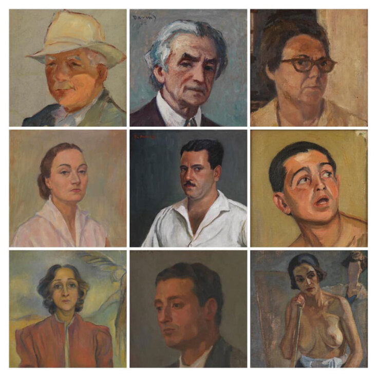 Πορτραίτα και αυτοπροσωπογραφίες. Από το αρχείο Νεοελληνικής Τέχνης του Δημήτρη Παπαγεωργόπουλου.