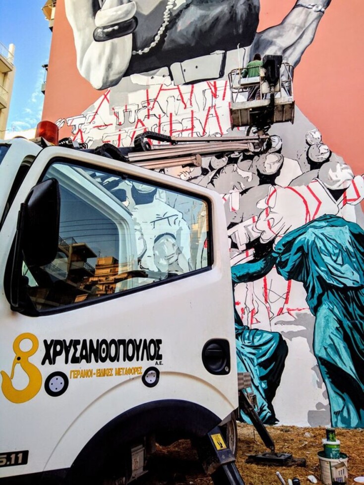 Η Μελίνα Μερκούρη έγινε τεράστια τοιχογραφία στην Πάτρα 