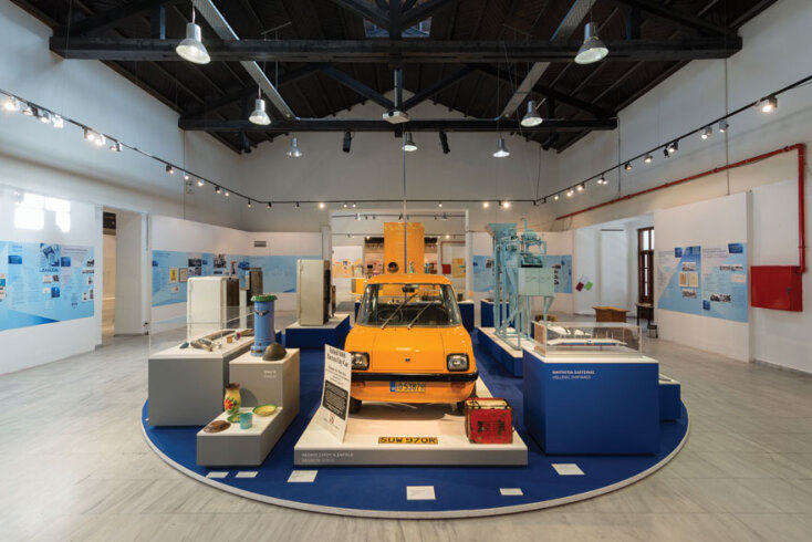 Περιοδική έκθεση με τίτλο "160 χρόνια made in Greece", με θέμα την ιστορία της ελληνικής βιομηχανίας, που διοργάνωσε η Τεχνόπολη του Δήμου Αθηναίων το 2018. (μουσειογραφικός σχεδιασμός και επιμέλεια: Ερατώ Κουτσουδάκη)