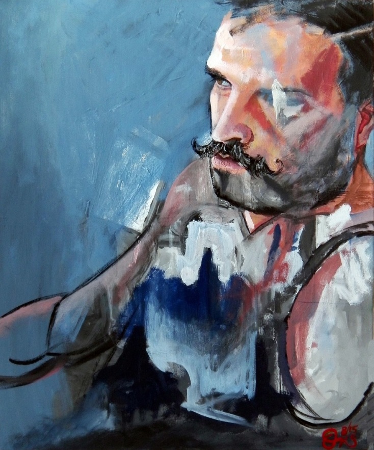 Έργο του Θοδωρή Κανελλόπουλου. «Αυτοπροσωπογραφία», ακρυλικό σε καμβά, 50Χ70 εκ.