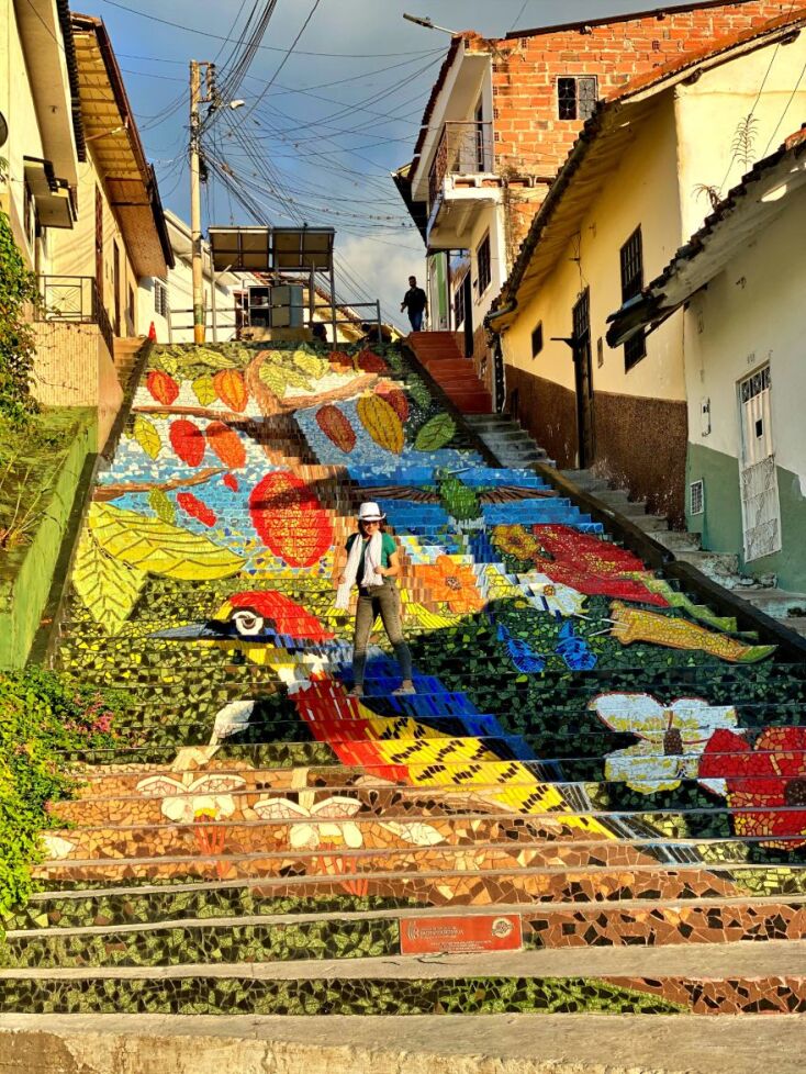 Η σκάλα με το έργο «Βήματα της γης μου» του Néstor Delgado στο San Vicente
