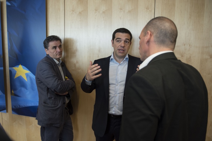 Ευκλείδης Τσακαλώτος, Αλέξης Τσίπρας, Γιάνης Βαρουφάκης