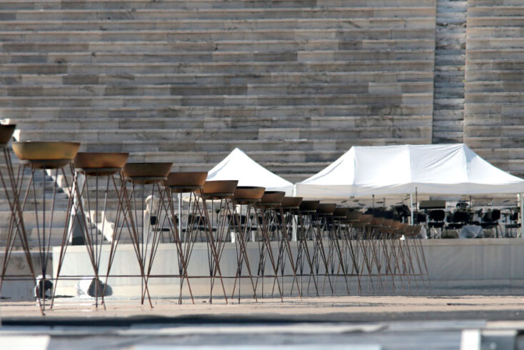 Οι ετοιμασίες στο Καλλιμάρμαρο ©ΑΠΕ-ΜΠΕ/ Παντελής Σαίτας