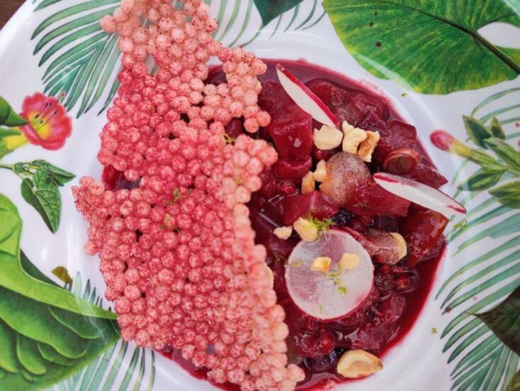 Ceviche με τόνο, κόκκινα φρούτα, ρόδι και φουντούκια