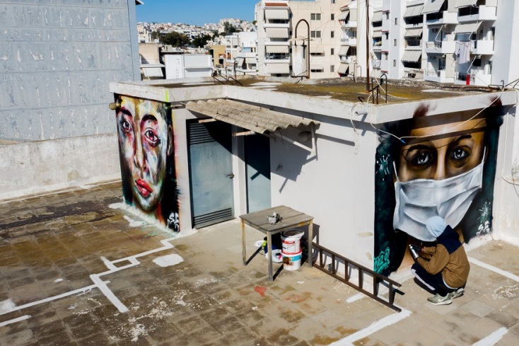 Εντυπωσιακό γκράφιτι για τον κορωνοϊό