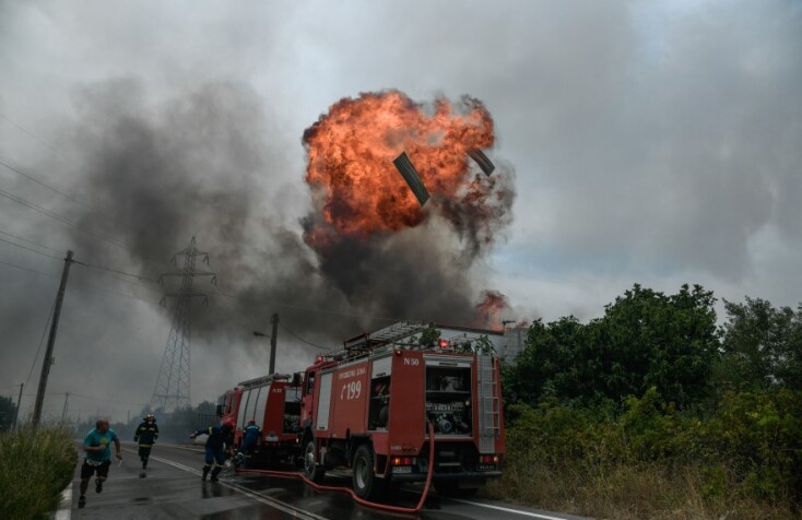 H στιγμή της έκρηξης σε εργοστάσιο στις Αφίδνες © EUROKINISSI