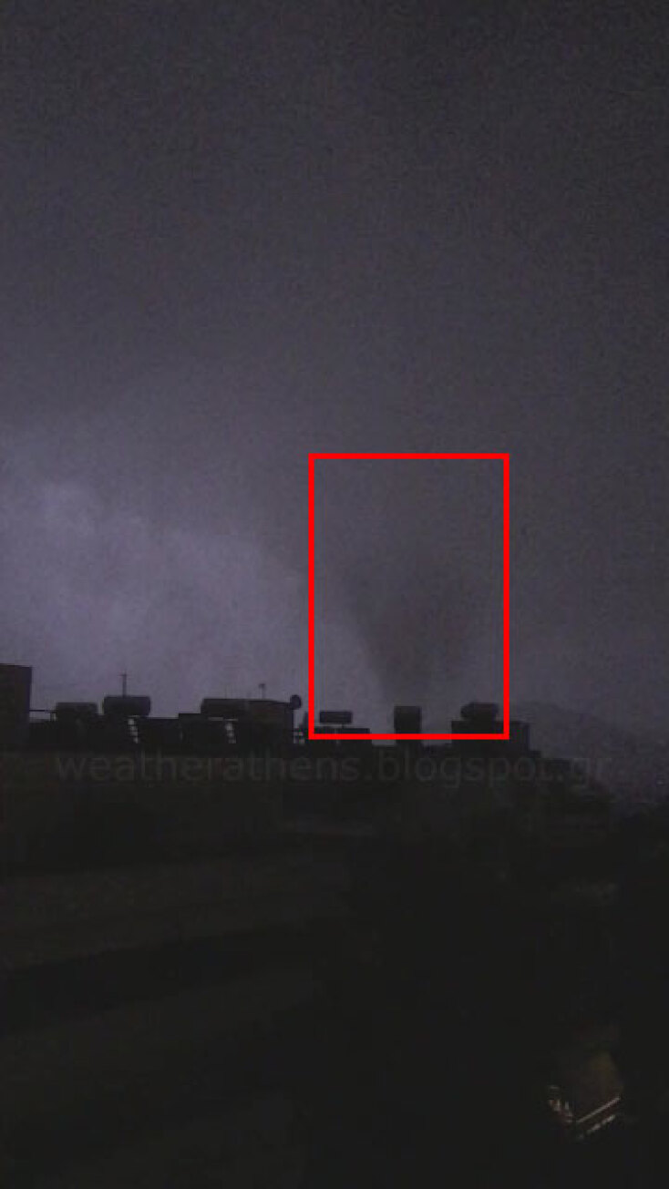 Η χοάνη του ανεμοστρόβιλου που χτύπησε το Νέο Ηράκλειο