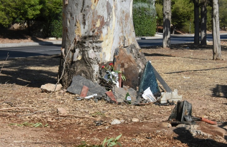 Λίγα λουλούδια από θαυμαστές στο σημείο όπου σκοτώθηκε σε τροχαίο δυστύχημα ο τράπερ Mad Clip