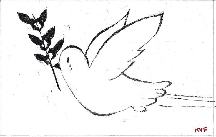 Σκίτσο του ΚΥΡ που απεικονίζει περιστέρι να δακρύζει