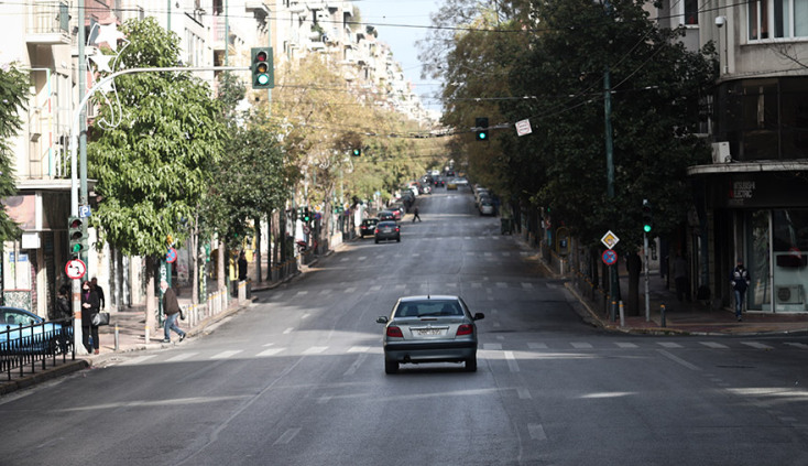 Στιγμιότυπα lockdown 2021 // χαμηλή η κίνηση στους δρόμους της Αθήνας την Κυριακή 3 Ιανουαρίου 2020.