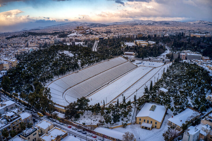 Χιόνια στο Παναθηναϊκό Στάδιο