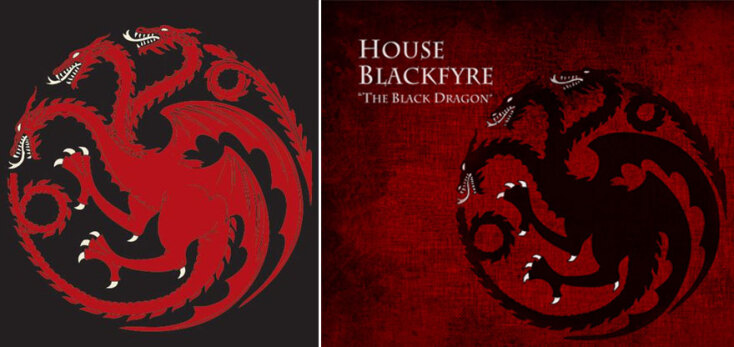 Το έμβλημα των Ταργκάριεν Vs το έμβλημα των Μπλάκφαϊρ