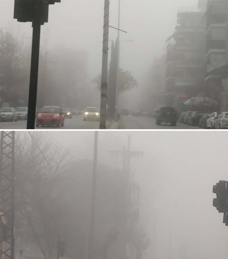 Ορατότης μηδέν στη Λάρισα