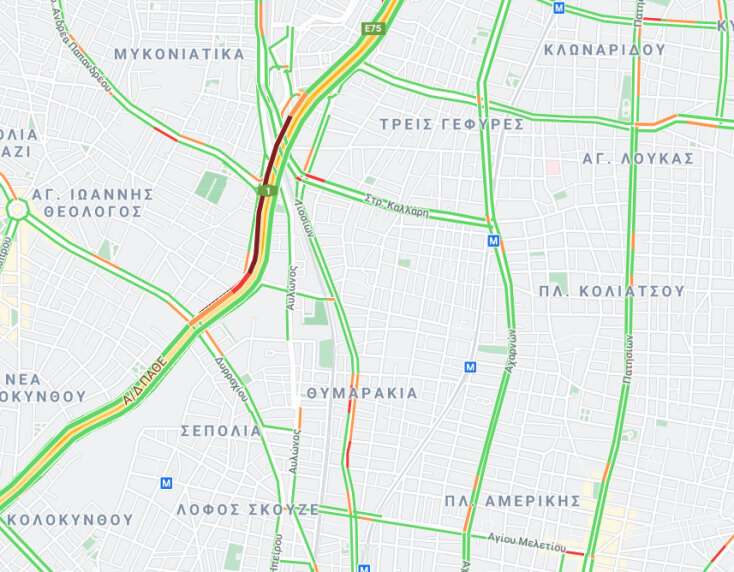 Μποτιλιάρισμα στον Κηφισό - Χάρτης