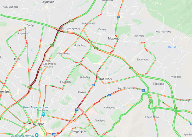 Μποτιλιάρισμα: Αυξημένη η κίνηση σε κεντρικούς δρόμους της Αττικής