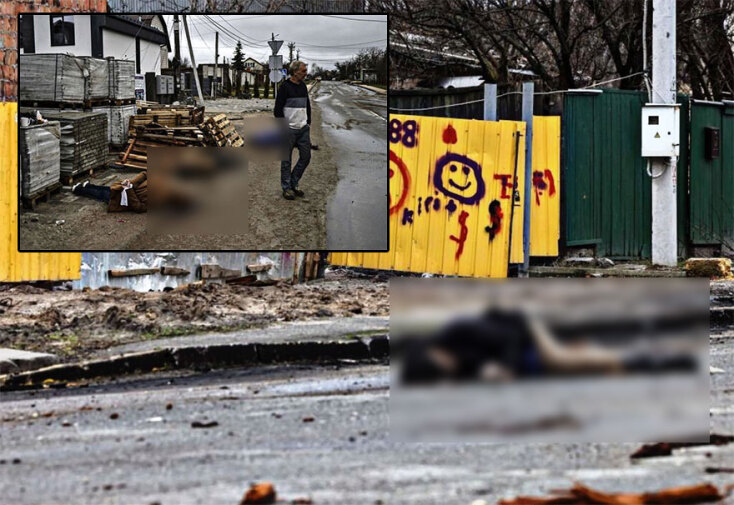 Πτώματα σε δρόμους στην Μπούτσα, την οποία είχαν υπό τον έλεγχό τους οι Ρώσοι