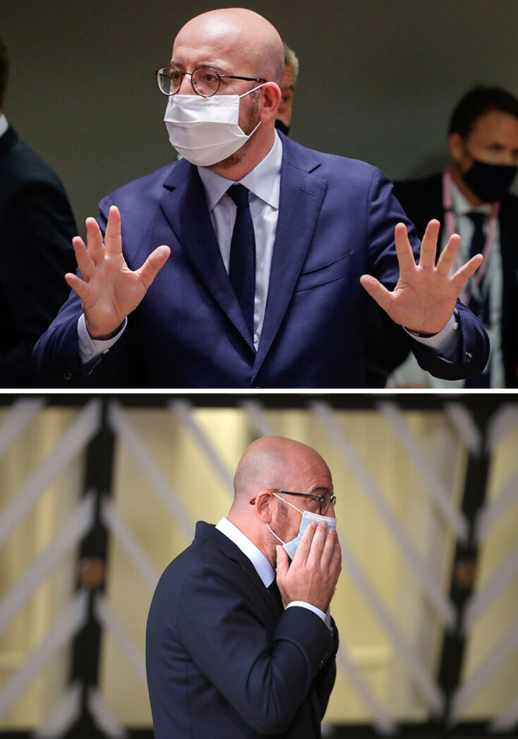 Politico: Ο πρόεδρος του Ευρωπαϊκού Συμβουλίου Σαρλ Μισέλ πιάνει τη μάσκα με γυμνά χέρια στη Σύνοδο Κορυφής της ΕΕ