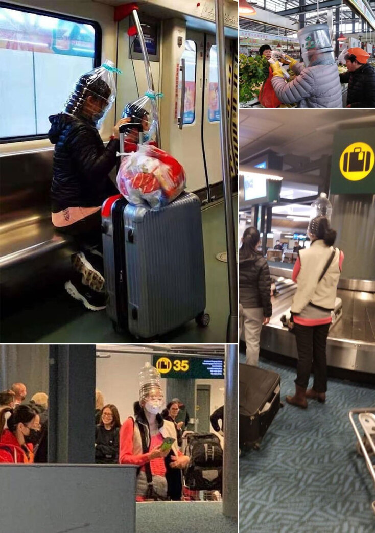 Κοροναϊός: Με πλαστικά μπουκάλια στο κεφάλι κυκλοφορούν Κινέζοι πολίτες