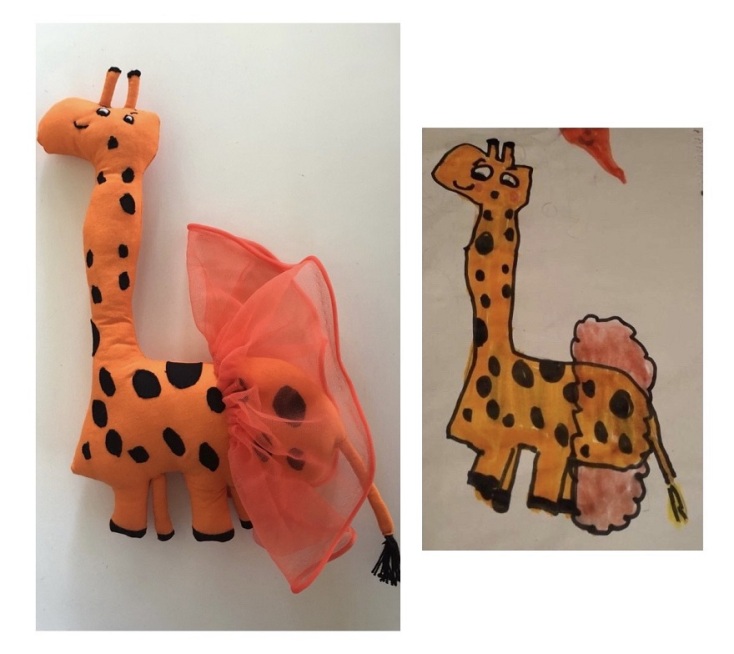 Ζωγραφιά και κουκλάκι καμηλοπάρδαλη