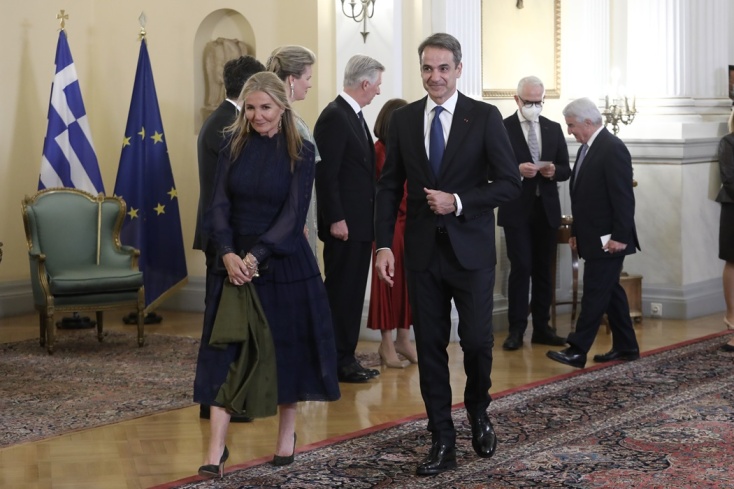 H Μαρέβα Μητσοτάκη και ο Κυριάκος Μητσοτάκης στο επίσημο δείπνο στο Προεδρικό Μέγαρο 