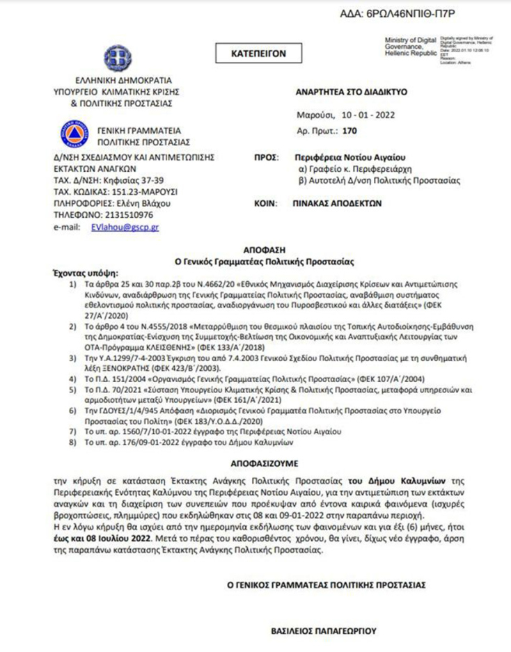 Η απόφαση που αναρτήθηκε στη Διαύγεια 