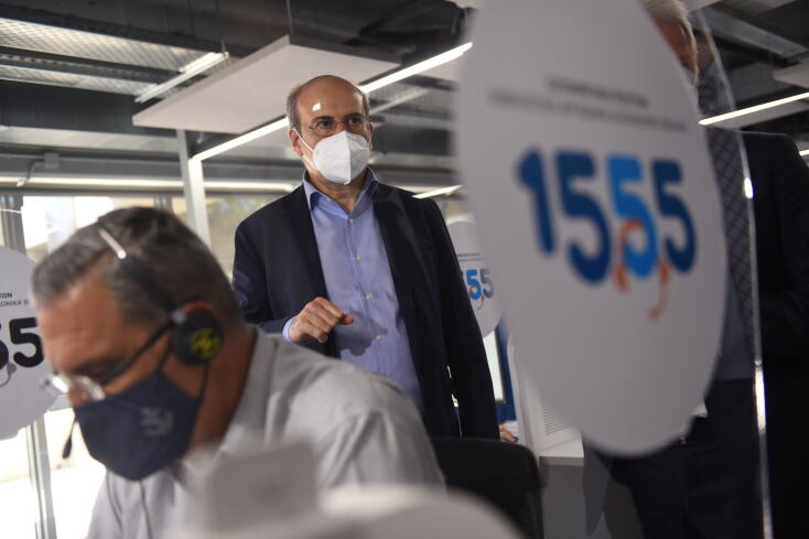 Ο υπουργός Εργασίας και Κοινωνικών Υποθέσεων, Κωστής Χατζηδάκης, στην παρουσίαση της νέας ενιαίας γραμμής 1555