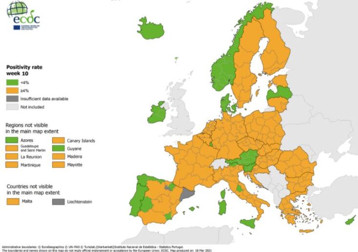 Χάρτης κορωνοϊού στην Ευρώπη
