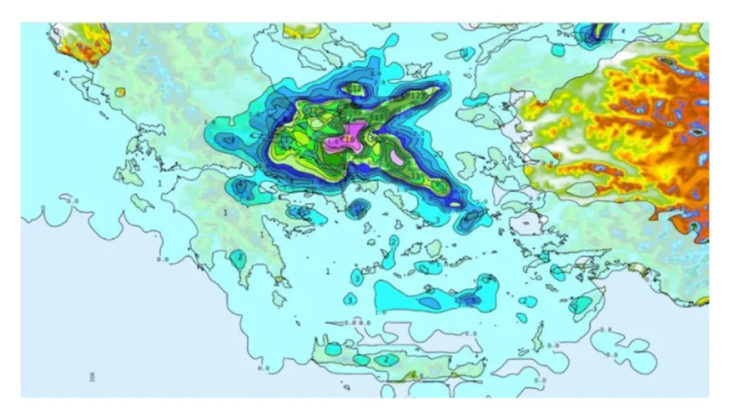 Χάρτης με τις περιοχές που επλήγησαν από χιονοπτώσεις